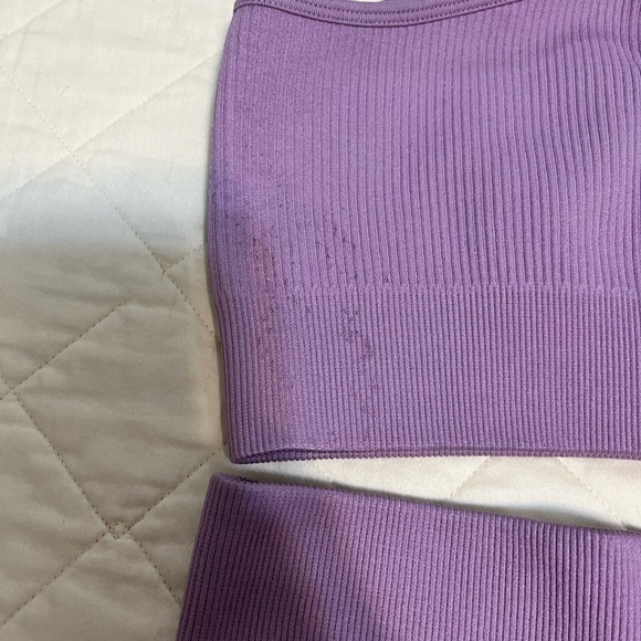 Purple One-Shoulder Ribbed Workout Set - Picture 2 of 4